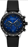 Emporio Armani Mario Chronograph Blue Dial Black Leather Strap Watch For Men - AR11522 Buy Now By Emporio Armani