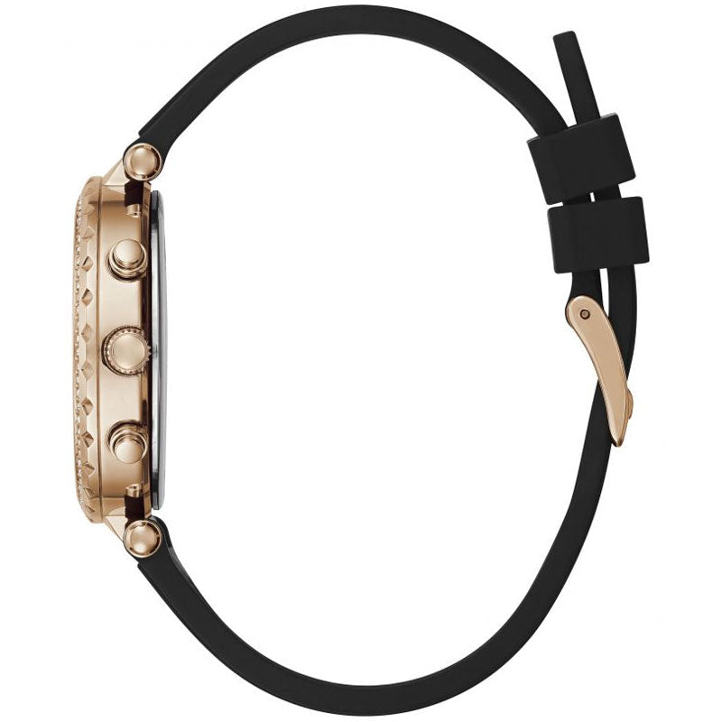 Guess Solstice Diamonds Black Mother of Pearl Dial Black Rubber Strap Watch for Women - GW0113L2 Buy Now By Guess