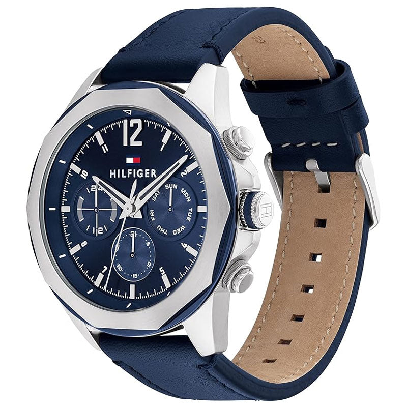 Tommy Hilfiger Lars Chronograph Blue Dial Blue Leather Strap Watch For Men - 1792063 Buy Now By Tommy Hilfiger