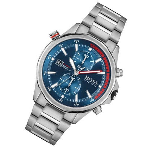 Hugo Boss Globetrotter Blue Dial Silver Steel Strap Watch for Men - 1513823 Buy Now By Hugo Boss