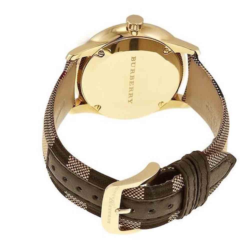 Burberry The Classic Round Gold Dial Brown Leather Strap Unisex Watch - BU10001 Buy Now By Burberry