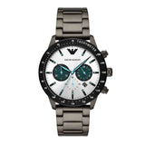 Emporio Armani Mario Chronograph White Dial Black Steel Strap Watch For Men - AR11471 Buy Now By Emporio Armani