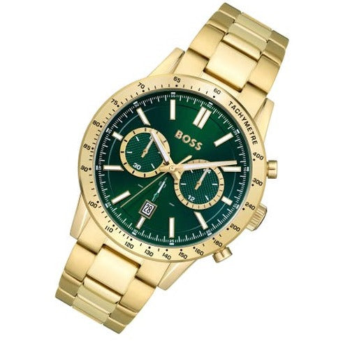 Hugo Boss Allure Chronograph Green Dial Gold Steel Strap Watch for Men - 1513923 Buy Now By Hugo Boss