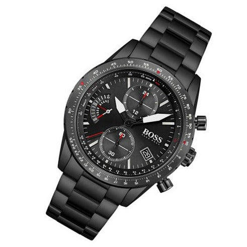 Hugo Boss Pilot Edition Chronograph Black Dial Black Steel Strap Watch for Men - 1513854 Buy Now By Hugo Boss