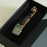 Daniel Wellington Quadro Pressed Sheffield Green Dial Black Leather Strap Watch For Women - DW00100439 Buy Now By Daniel Wellington