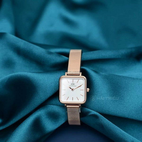 Daniel Wellington Quadro Studio White Dial Rose Gold Mesh Strap Watch For Women - DW00100517 Buy Now By Daniel Wellington