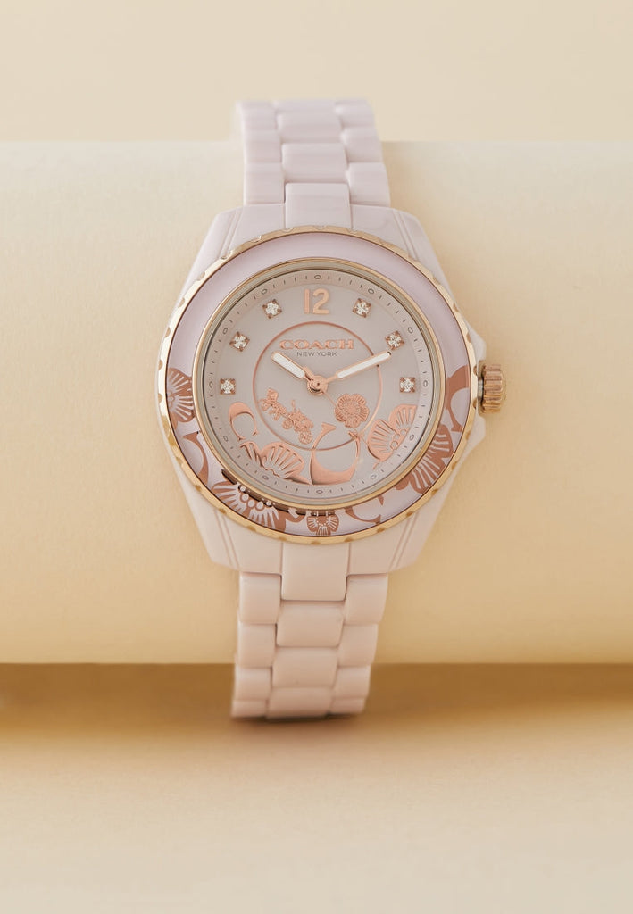 Coach Preston Pink Dial Pink Steel Strap Watch for Women - 14503465 Buy Now By Coach
