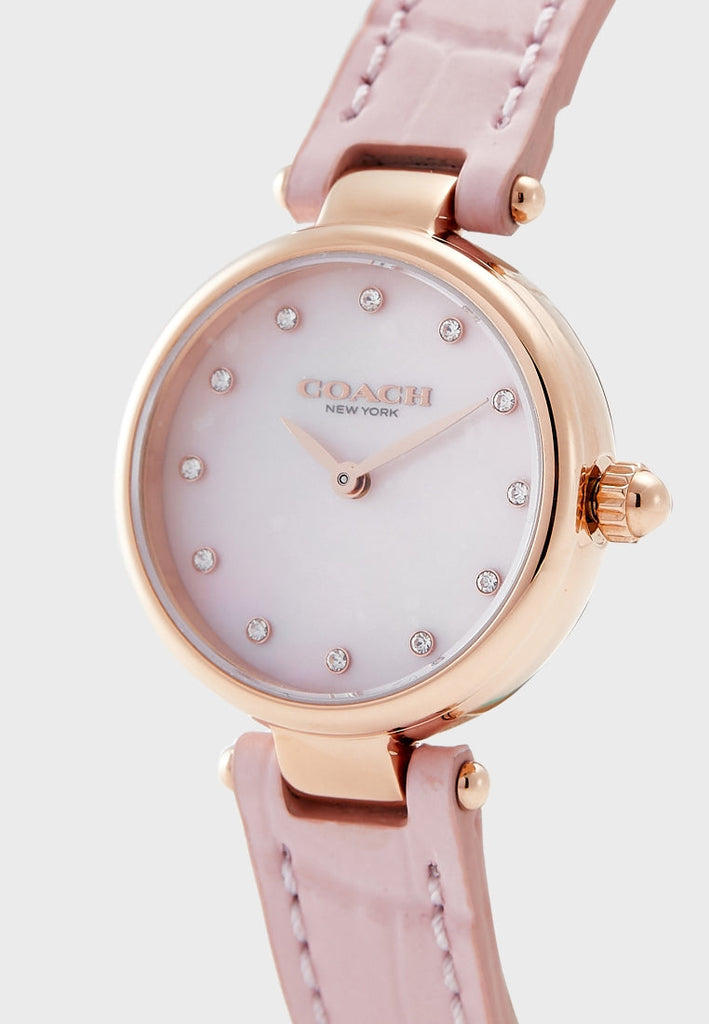 Coach Hayley Mother of Pearl Pink Dial Pink Leather Strap Watch for Women - 14503537 Buy Now By Coach