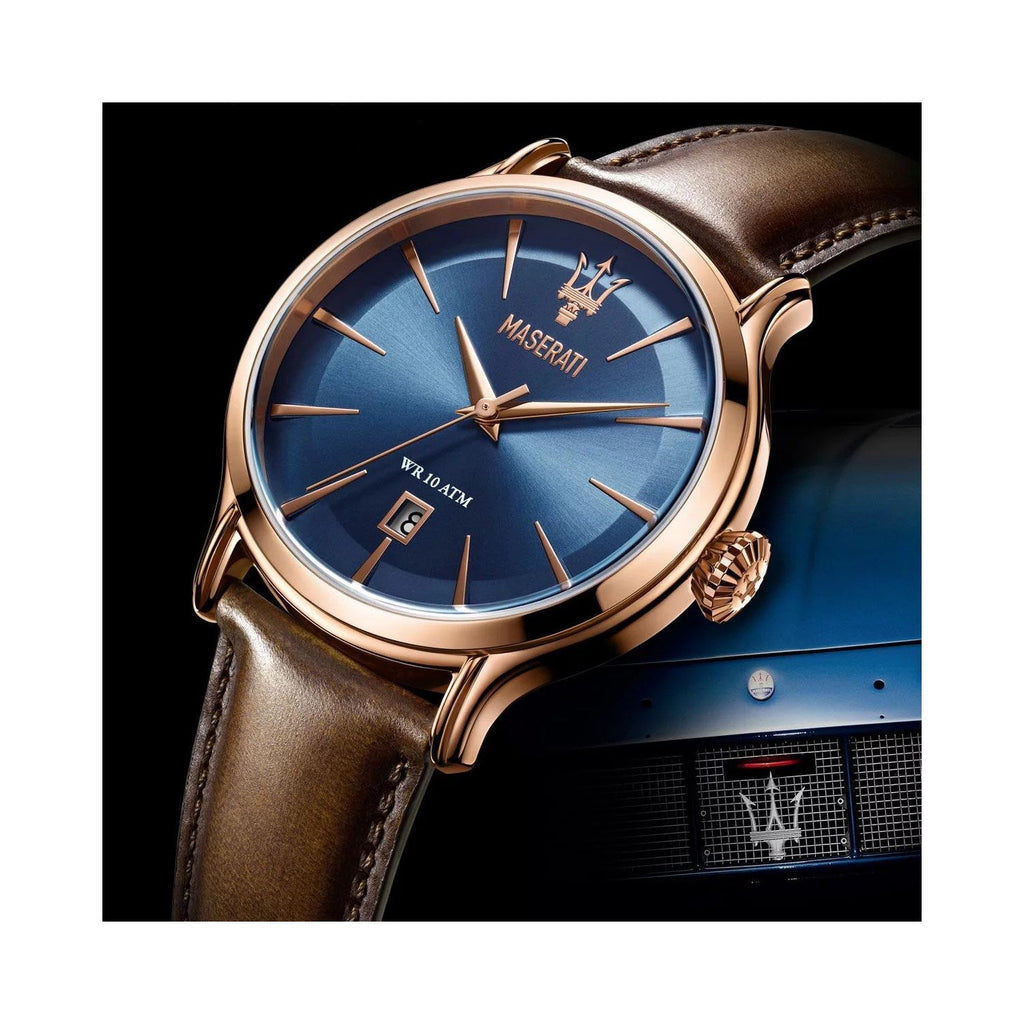 Maserati Epoca Blue Dial Brown Leather Strap Watch For Men - R8851118001 Buy Now By Maserati