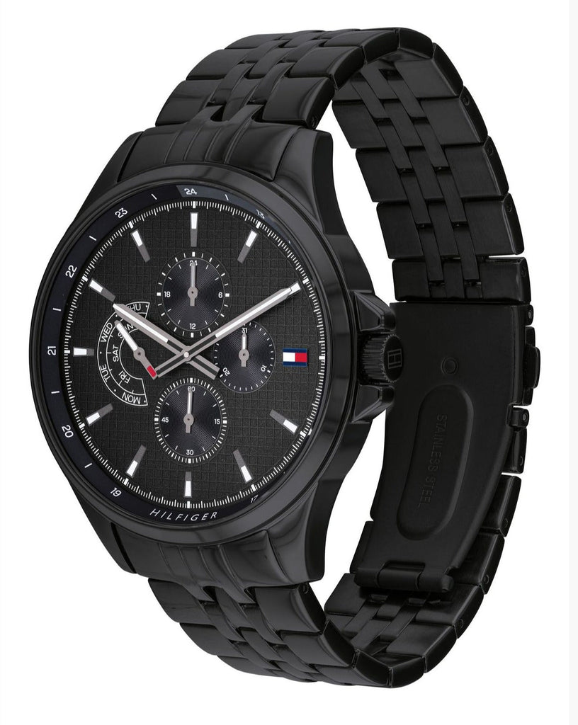Tommy Hilfiger Shawn Quartz Black Dial Black Steel Strap Watch for Men - 1791611 Buy Now By Tommy Hilfiger