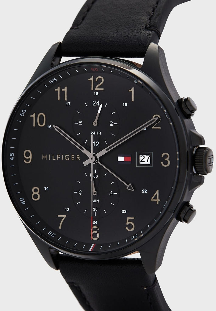 Tommy Hilfiger West Chronograph Black Dial Black Leather Strap Watch For Men - 1791711 Buy Now By Tommy Hilfiger