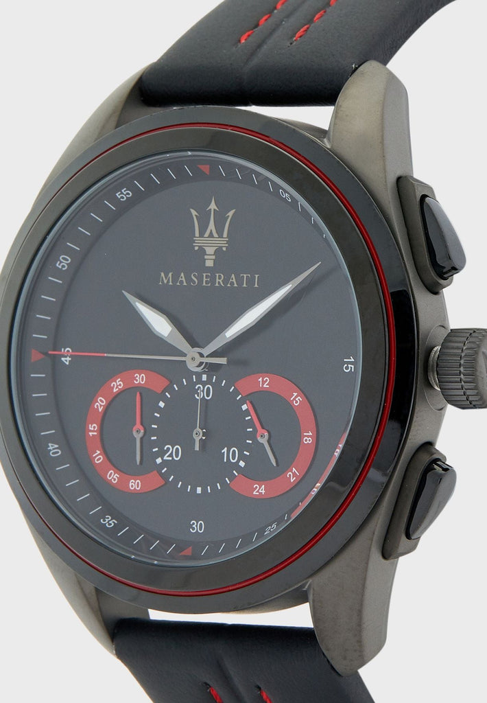 Maserati Traguardo Chronograph Black Dial Black Leather Strap Watch for Men - R8871612023 Buy Now By Maserati