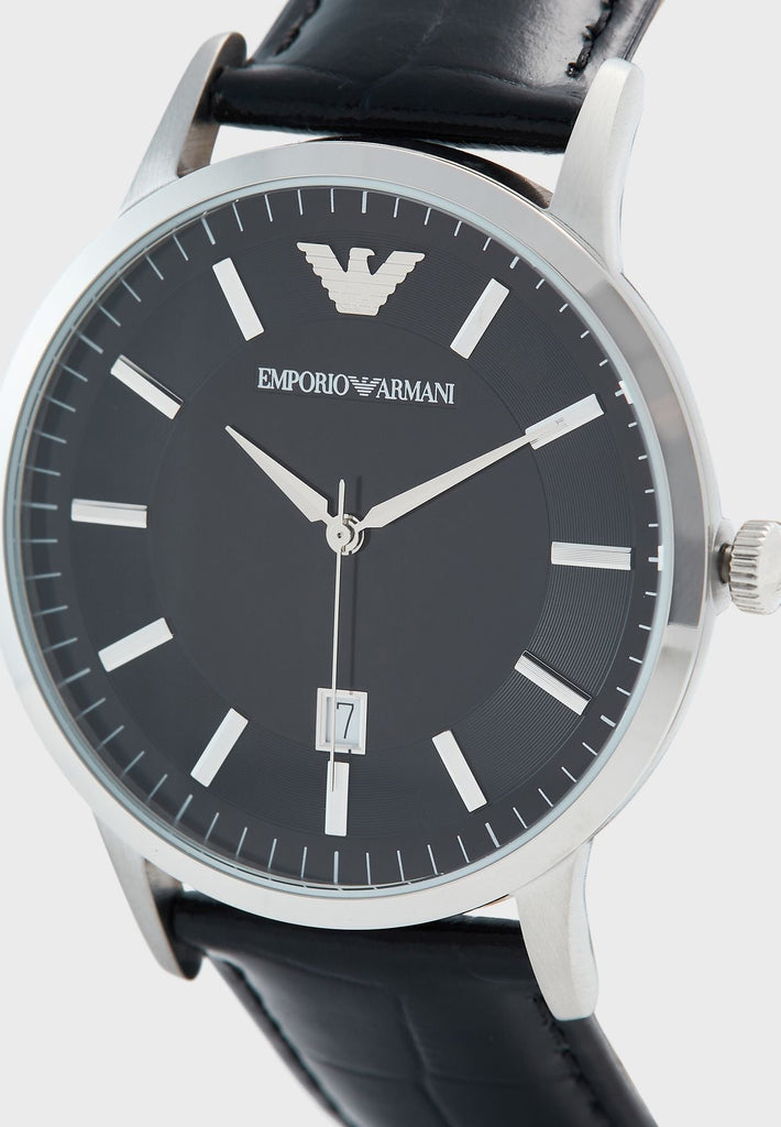 Emporio Armani Renato Black Dial Leather Strap Watch For Men - AR2411 Buy Now By Emporio Armani