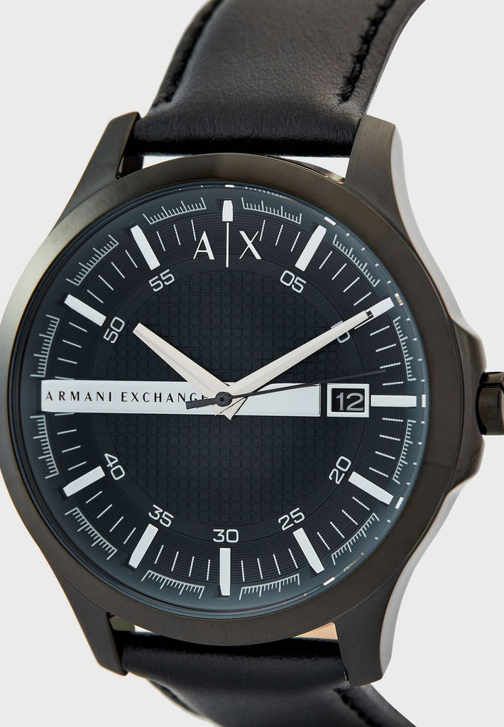 Armani Exchange Hampton Quartz Blue Dial Black Leather Strap Watch for Men - AX2411 Buy Now By Armani Exchange