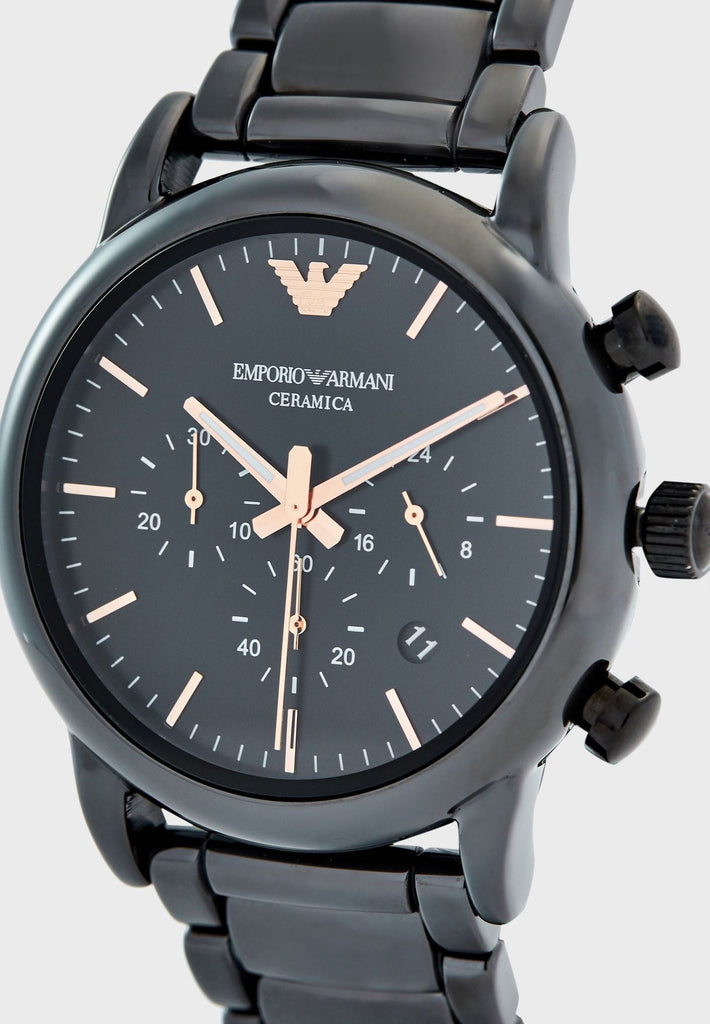 Emporio Armani Luigi Ceramic Chronograph Black Dial Black Strap Watch For Men - AR1509 Buy Now By Emporio Armani