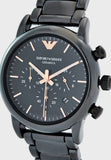 Emporio Armani Luigi Ceramic Chronograph Black Dial Black Strap Watch For Men - AR1509 Buy Now By Emporio Armani