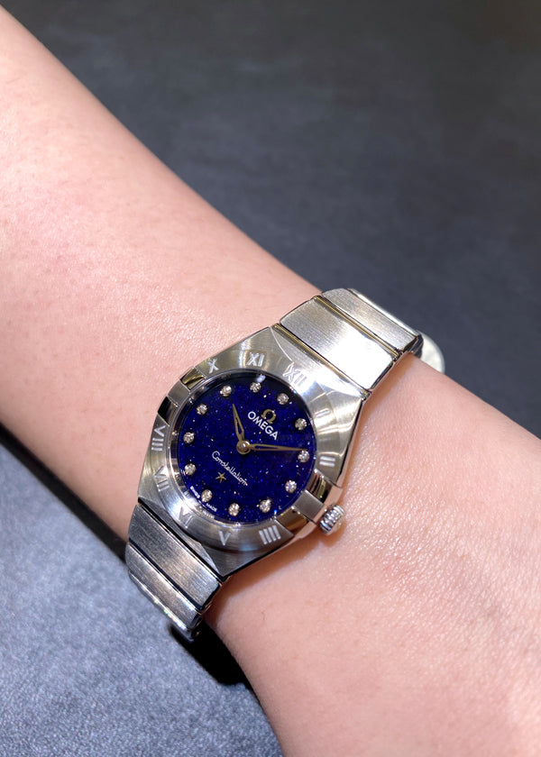 Omega Constellation Manhattan Quartz Diamonds Blue Dial Silver Steel Strap Watch for Women - 131.10.25.60.53.001 Buy Now By Omega