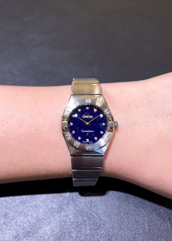 Omega Constellation Manhattan Quartz Diamonds Blue Dial Silver Steel Strap Watch for Women - 131.10.25.60.53.001 Buy Now By Omega