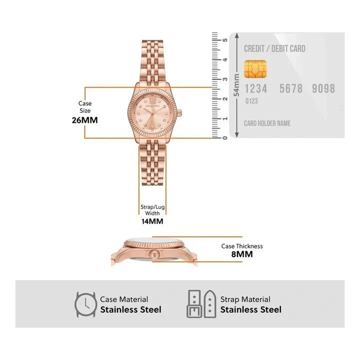 Michael Kors Lexington Three Hand Rose Gold Dial Rose Gold Steel Strap Watch For Women - MK4739 Buy Now By Michael Kors