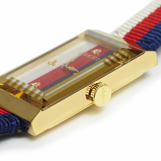 Gucci G-Frame Mother of Pearl Dial White Blue Red Nylon Strap Watch For Women - YA147405 Buy Now By Gucci