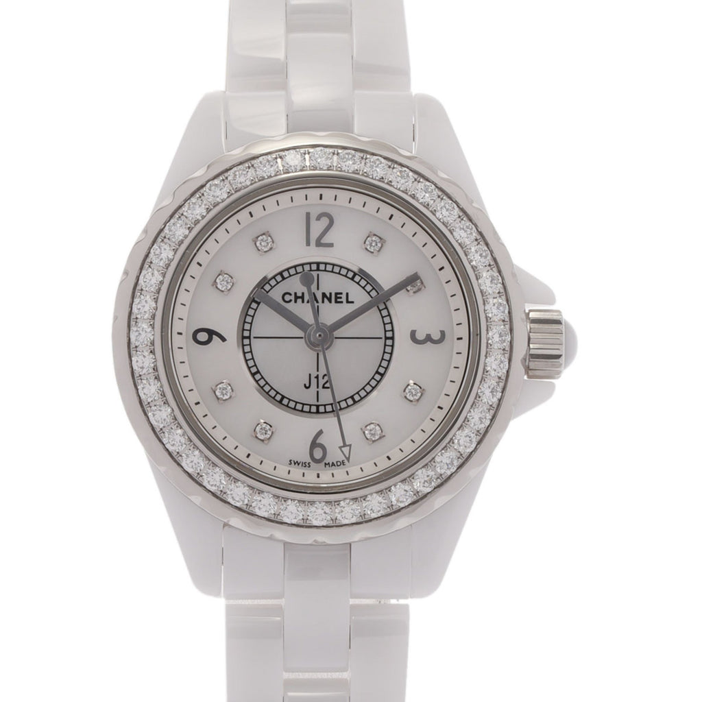Chanel J12 Diamonds Quartz White Dial White Steel Strap Watch for Women - J12 H2572 Buy Now By Chanel