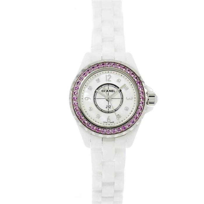 Chanel J12 Quartz Diamonds Mother of Pearl White Dial White Steel Strap Watch for Women - J12 H3243 Buy Now By Chanel