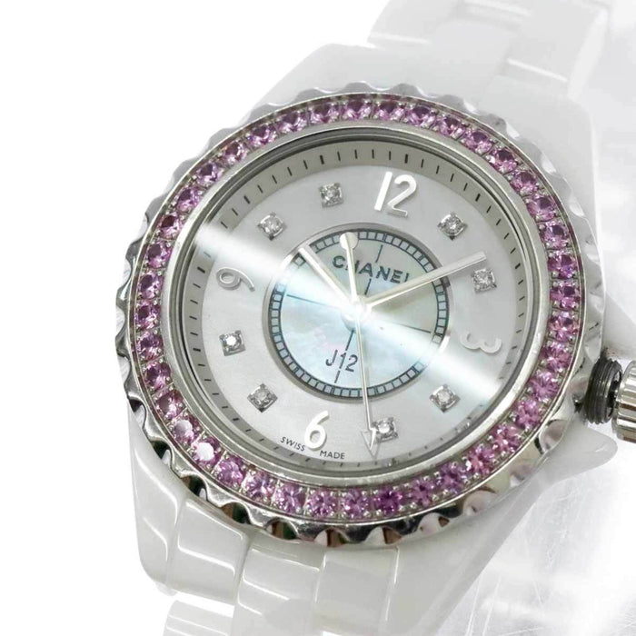 Chanel J12 Quartz Diamonds Mother of Pearl White Dial White Steel Strap Watch for Women - J12 H3243 Buy Now By Chanel