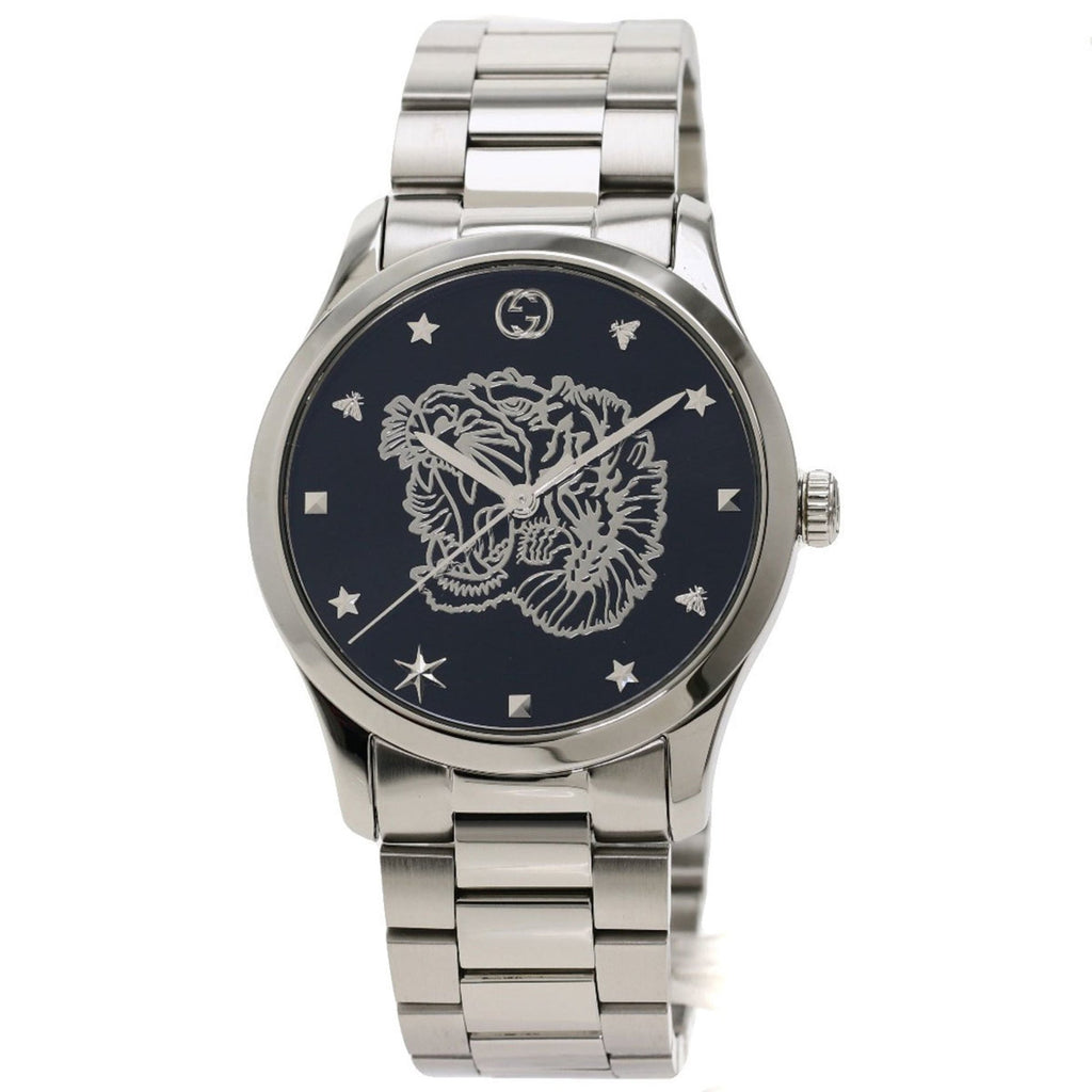 Gucci G Timeless Diamonds Black Dial Silver Steel Strap Watch For Women - YA1264125 Buy Now By Gucci