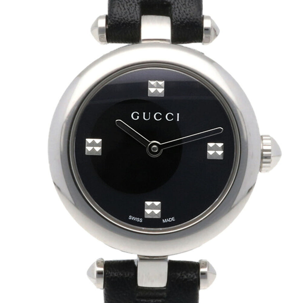 Gucci Diamantissima Quartz Diamonds Black Dial Black Leather Strap Watch for Women - YA141506 Buy Now By Gucci
