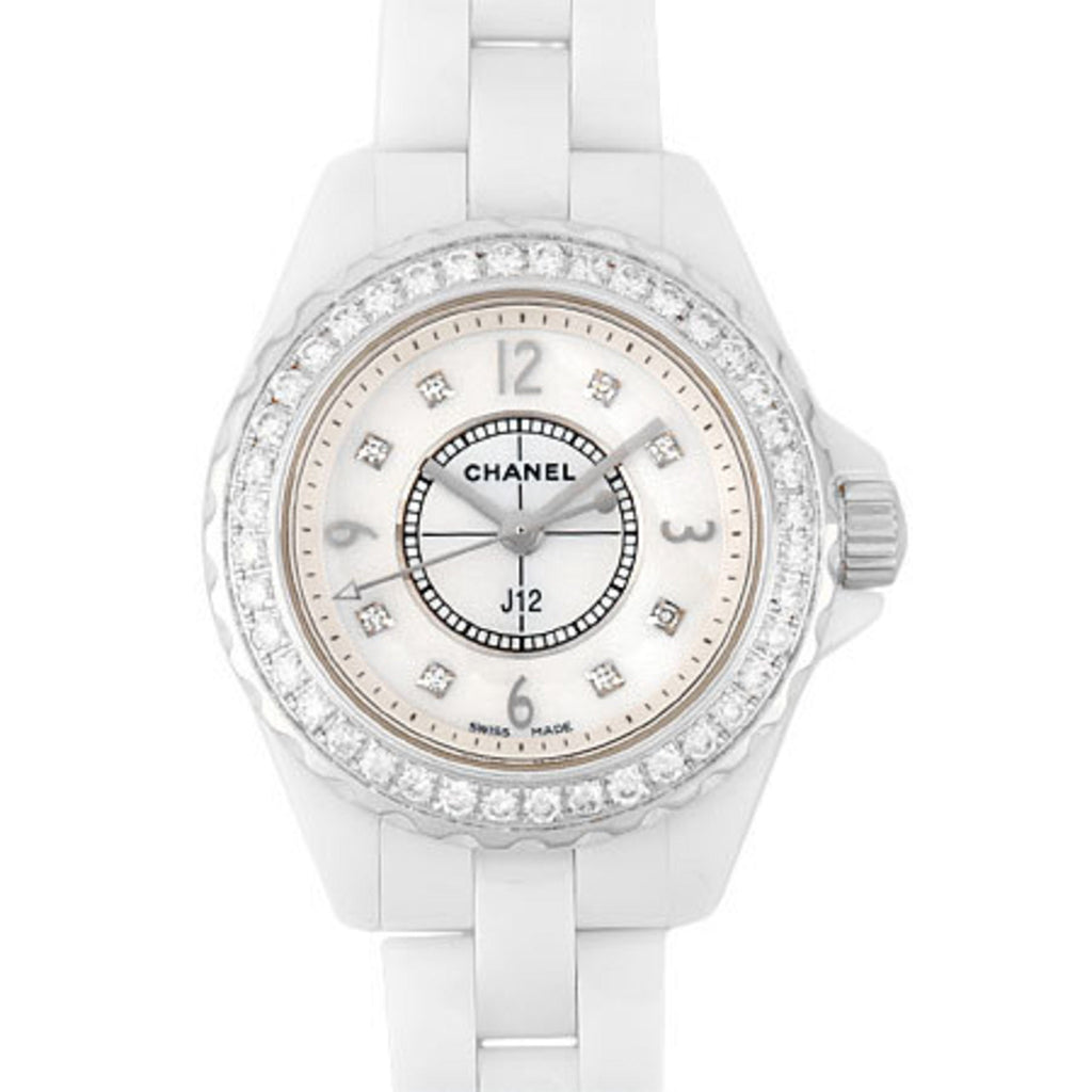Chanel J12 Diamonds Quartz White Dial White Steel Strap Watch for Women - J12 H2572 Buy Now By Chanel