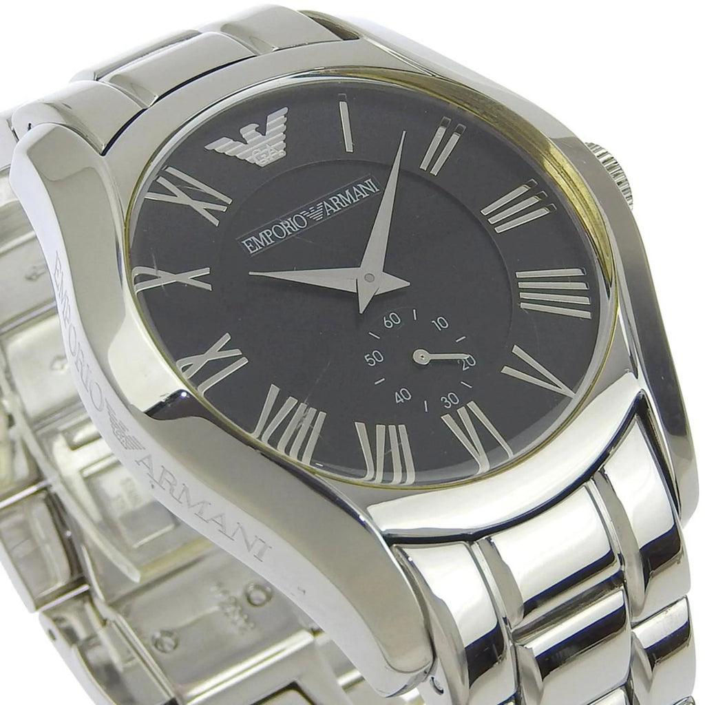 Emporio Armani Valente Black Dial Silver Steel Strap Watch For Men - AR0680 Buy Now By Emporio Armani