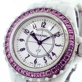 Chanel J12 Sapphire Bezel Ceramic White Dial White Steel Strap Watch for Women - J12 H2010 Buy Now By Chanel