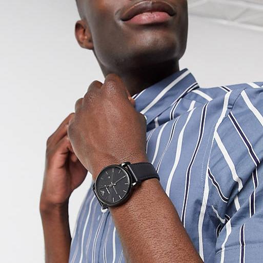 Emporio Armani Classic Black Dial Black Leather Strap Watch For Men - AR1732 Buy Now By Emporio Armani