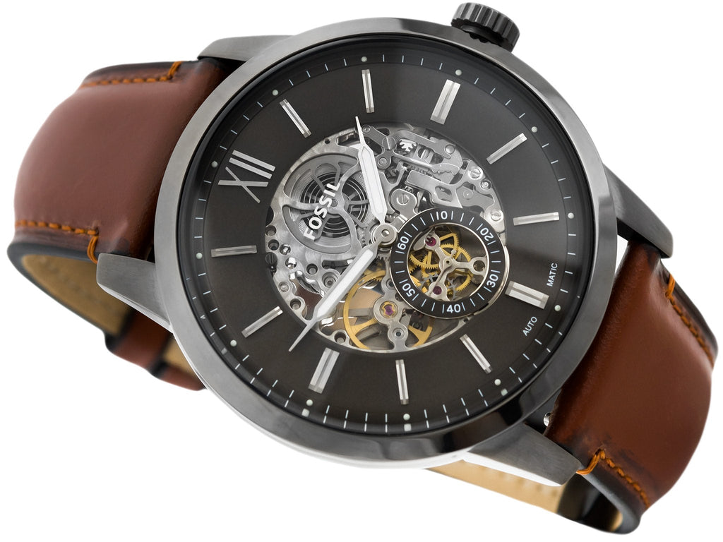 Fossil Townsman Automatic Skeleton Black Dial Brown Leather Strap Watch for Men - ME3181 Buy Now By Fossil