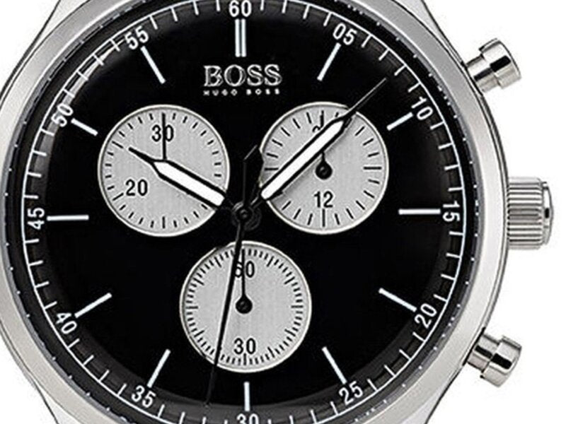 Hugo Boss Companion Black Dial Black Leather Strap Watch for Men - 1513543 Buy Now By Hugo Boss