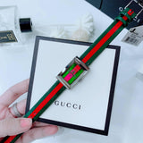 Gucci G Frame Quartz Green & Red Mother of Pearl Dial Multicolor Leather Strap Watch For Women - YA147408 Buy Now By Gucci