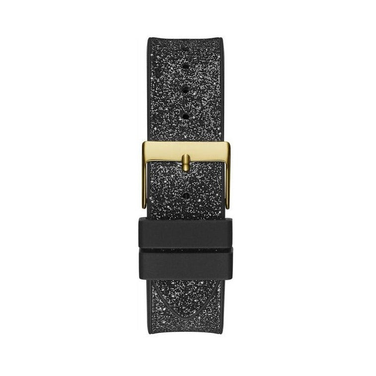 Guess Raven Diamonds Champagne Dial Black Rubber Strap Watch For Women - GW0105L2 Buy Now By Guess