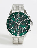 Hugo Boss Admiral Green Dial Silver Mesh Bracelet Watch for Men - 1513905 Buy Now By Hugo Boss