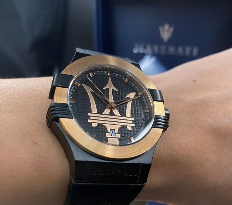 Maserati Potenza Quartz Black Dial Black Leather Strap Watch For Men - R8851108032 Buy Now By Maserati