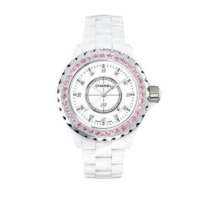 Chanel J12 Sapphire Bezel Ceramic White Dial White Steel Strap Watch for Women - J12 H2010 Buy Now By Chanel