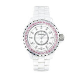 Chanel J12 Sapphire Bezel Ceramic White Dial White Steel Strap Watch for Women - J12 H2010 Buy Now By Chanel