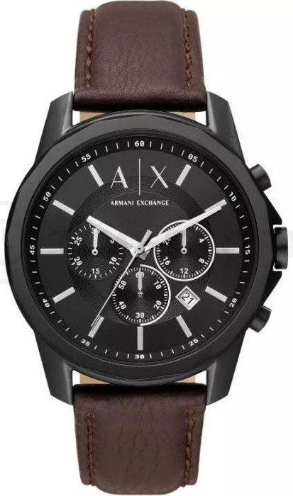 Armani Exchange Outerbanks Chronograph Black Dial Brown Leather Strap Watch For Men - AX1732 Buy Now By Armani Exchange