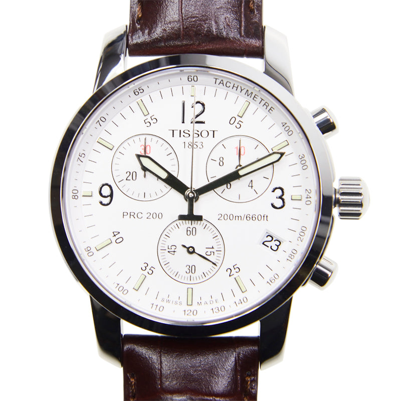 Tissot T Race PRC 200 Chronograph White Dial Brown Leather Strap Watch for Men - T17.1.516.32 Buy Now By Tissot