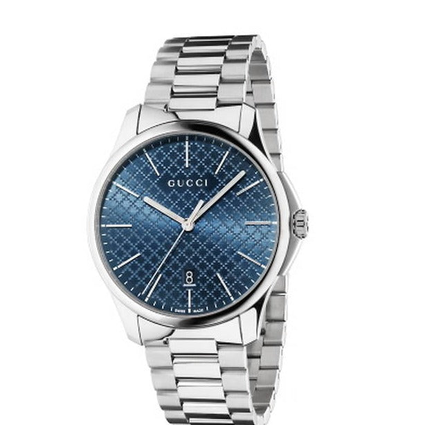 Gucci G Timeless Blue Dial Silver Steel Strap Watch For Men - YA126316 Buy Now By Gucci