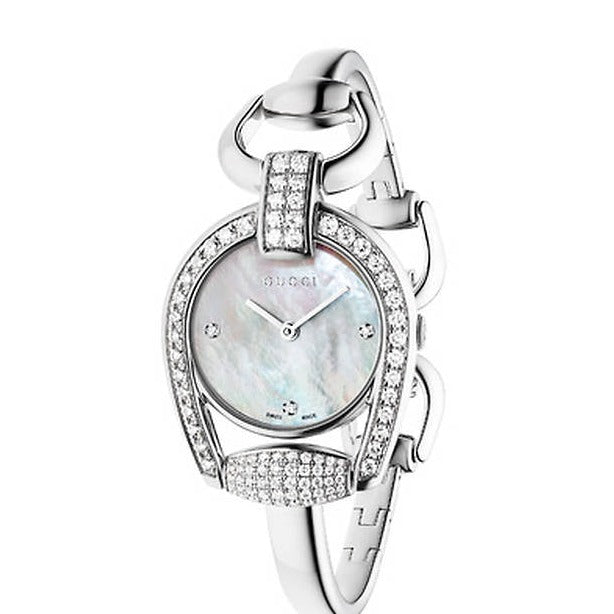 Gucci Horsebit Collection Diamonds Mother of Pearl Dial Silver Steel Strap Watch For Women - YA139505 Buy Now By Gucci