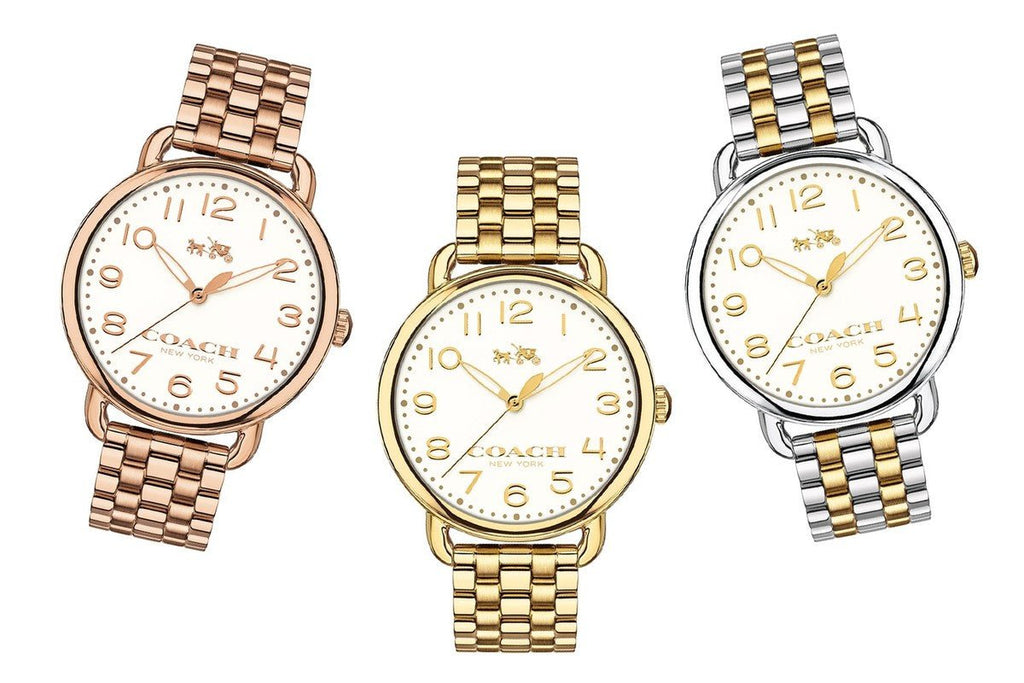 Coach Delancey Classic White Dial Gold Steel Strap Watch for Women - 14502261 Buy Now By Coach