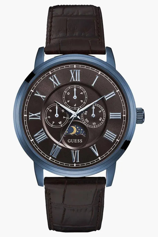 Guess Delancy Analog Brown Dial Brown Leather Strap Watch For Men - W0870G3 Buy Now By Guess