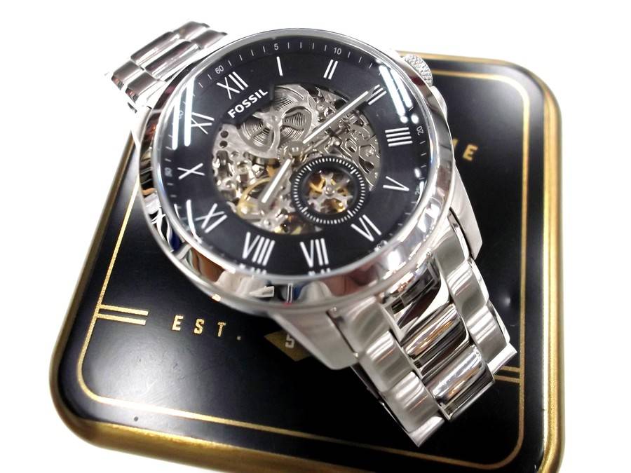 Fossil Grant Skeleton Black Dial Silver Steel Strap Watch for Men - ME3055 Buy Now By Fossil