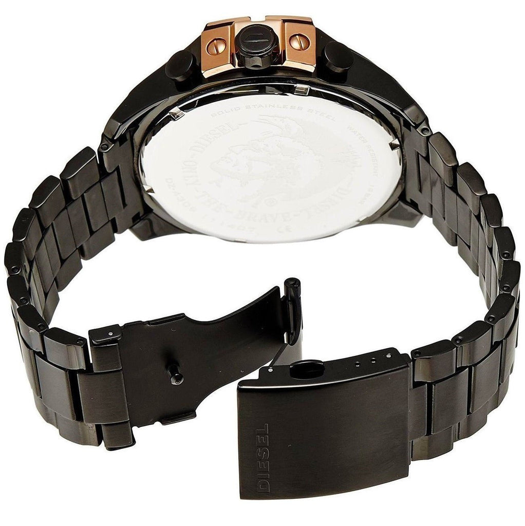Diesel Mega Chief Chronograph Black Dial Black Steel Strap Watch For Men - DZ4309 Buy Now By Diesel