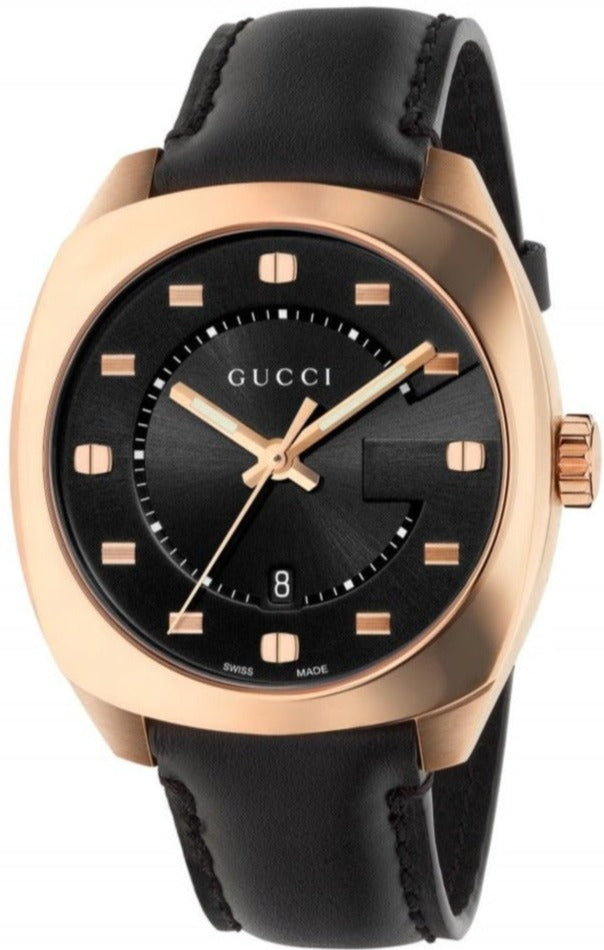 Gucci GG2570 Quartz Black Dial Black Leather Strap Watch For Men - YA142309 Buy Now By Gucci